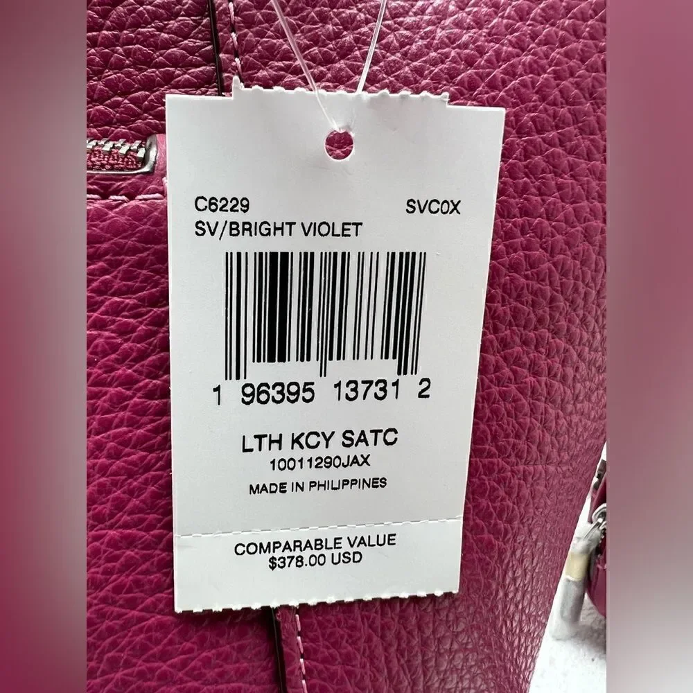 🔥🎁NWT! Coach KACEY Satchel Leather Handbag Bright Violet Msrp:$378.00 - Picture 12 of 12